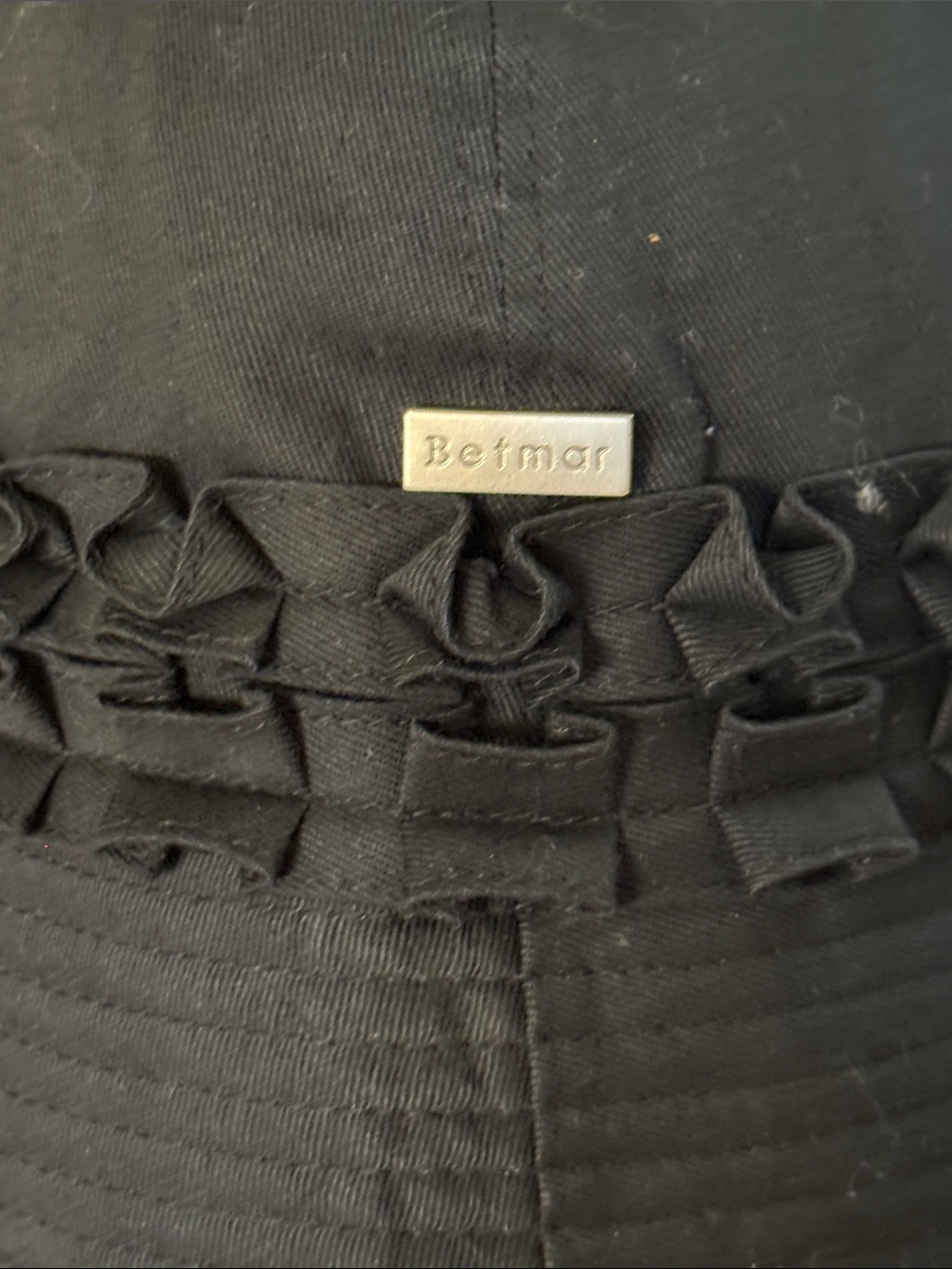 Betmar Black Ruffle Trim Bucket Hat - Picture 2 of 5